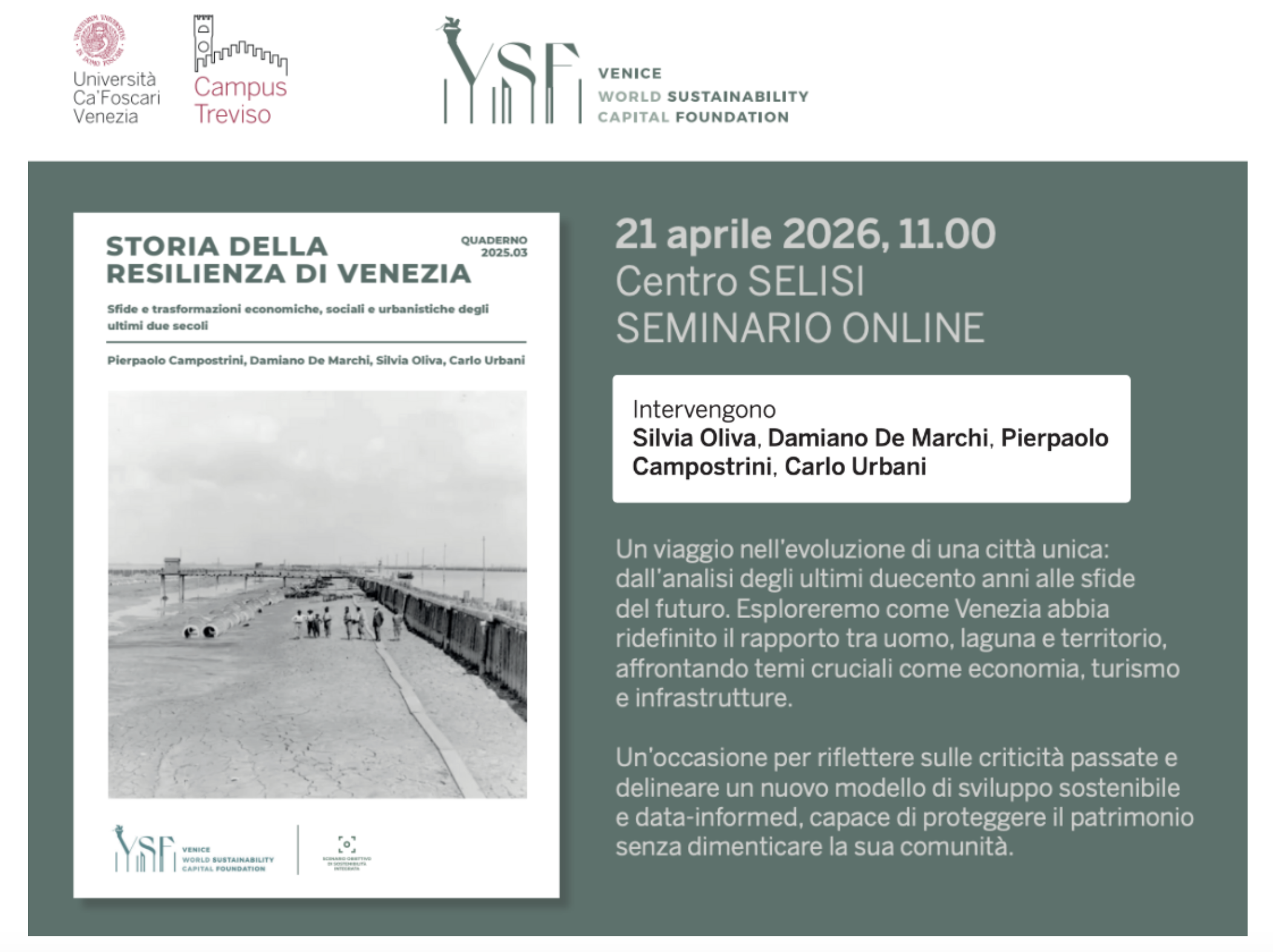 SEMINARIO ONLINE | Storia della resilienza di Venezia